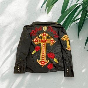 Vtg Y2K Handmade Embroidered Unisex Shirt